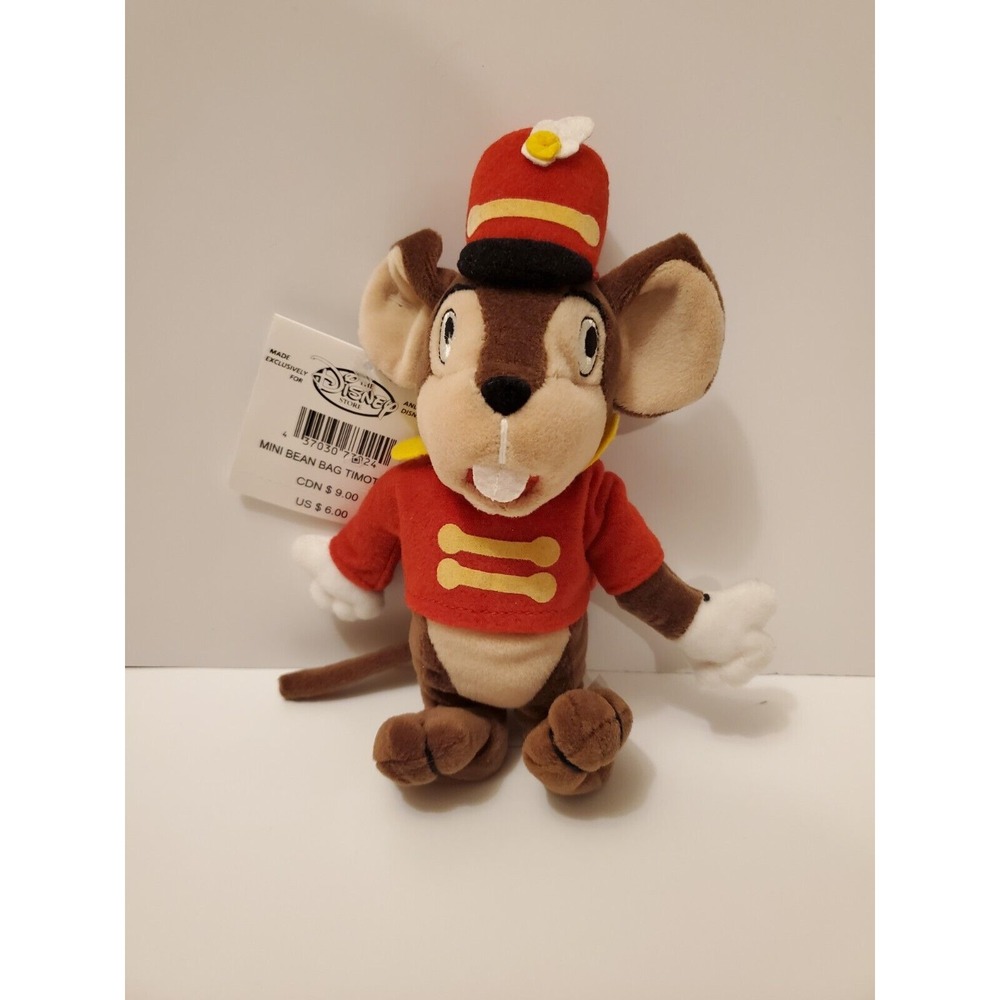 Disney Store Timothy Mouse Mini Bean‎ Bag Plush 8" Stuffed Animal Toy Dumbo NEW